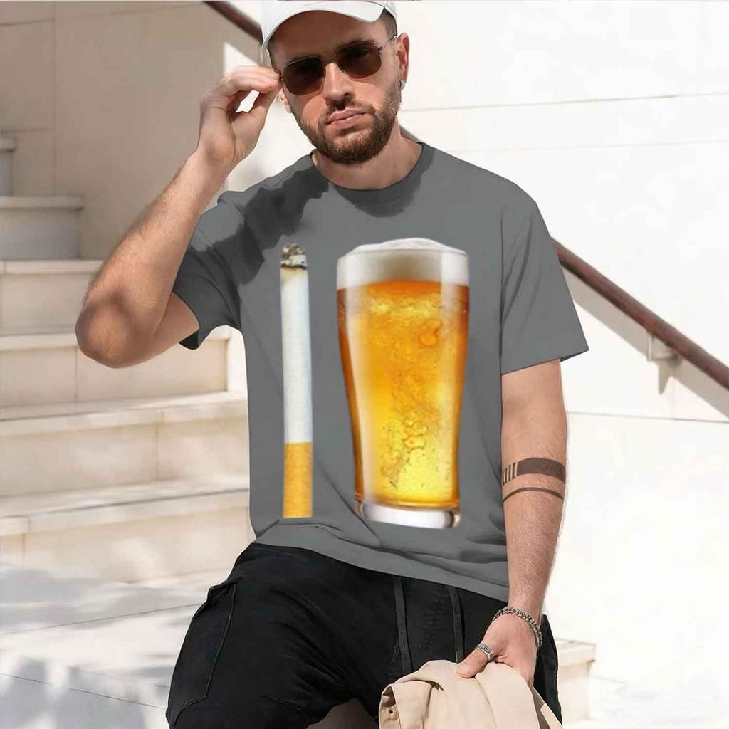 Bier T-Shirt Lustig Inking Rauchen Design Rundhals T-Shirt Geschenk Für Unisex Unisex Bar Py T-Shirts Kurz Sve Sommer Lässiges Shirt 2026 Neues Modell