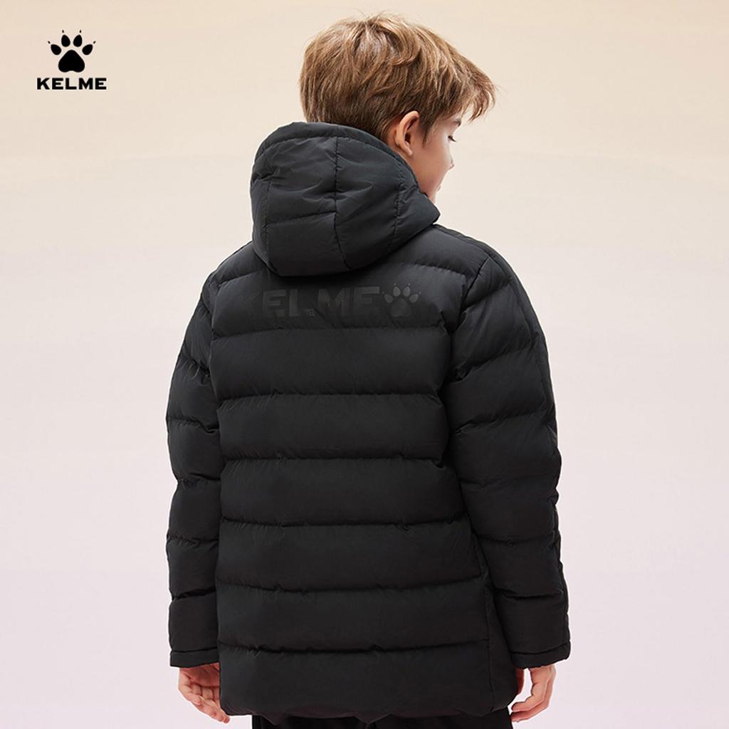 Kelme Winter Down Cold Size Boys' Jacket, Hooded, Warm, Padded, Weather, Waterproof, Fall/Winter (Black, 130)