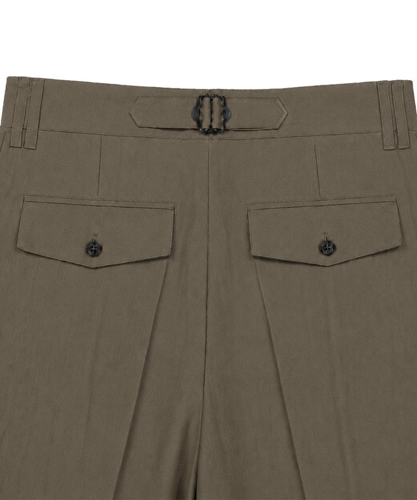 Sinkia Asymmetric Tuck Detail Gurkha Trousers Ash Olive