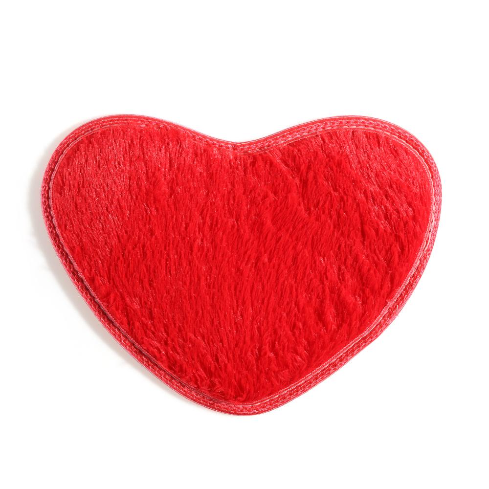 40x30cm Shower Floor Nonslip Plush Heart Mat Bath Rug Flannel Carpet Memory Foam