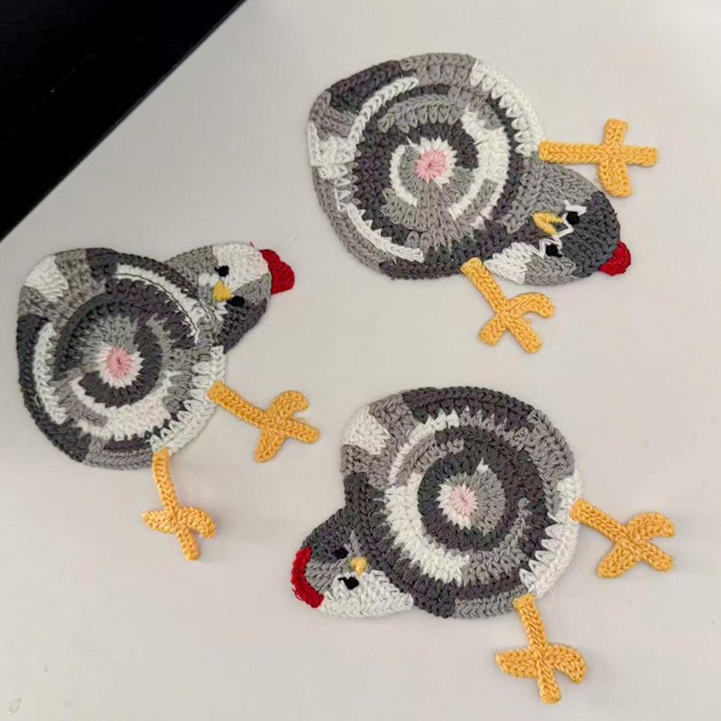 Coasters For Drinks Creative Chicken Place Mat Knit Heat-Resistant Reusable Coasters For Drinks Kitchen Desk Home Bar Coffee
