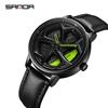 Sanda Men's Creative Wheel Quartz Watch - Trendy Rotating Waterproof Wristwatch