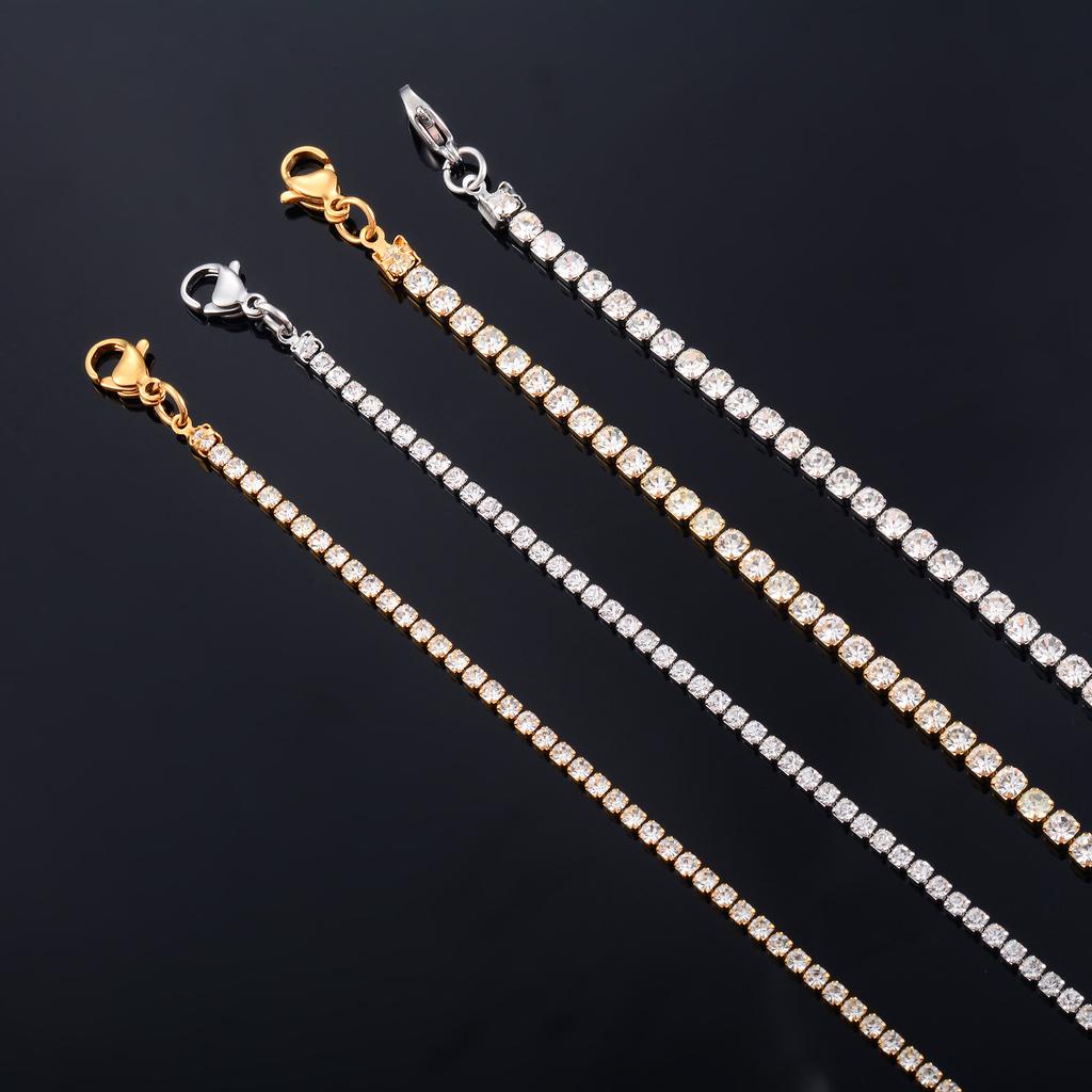 Collar de tenis con circonita cúbica brillante para mujer, gargantilla de diamantes de imitación, cadena de cristal minimalista, accesorios de joyería de acero inoxidable