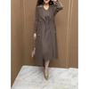 Spring Autumn Two Pieces Elegant Fashion Dress Lady Long Sleeve Temperament Solid Color Vestido Women Vintage Casual Dress