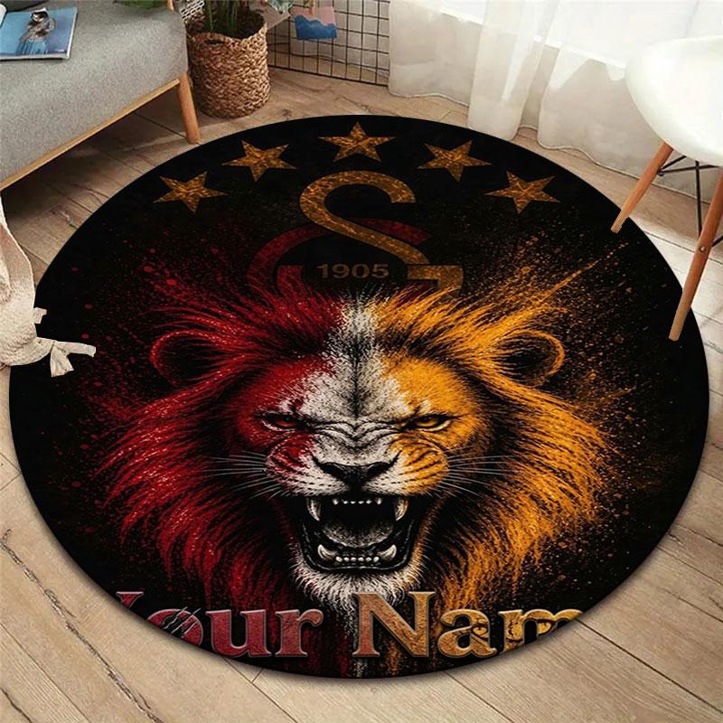 Galatasaray S Custom Name Round Area Rug,Carpet Rug for Living Room Bedroom Sofa Playroom Decor,Non-slip Floor Mat