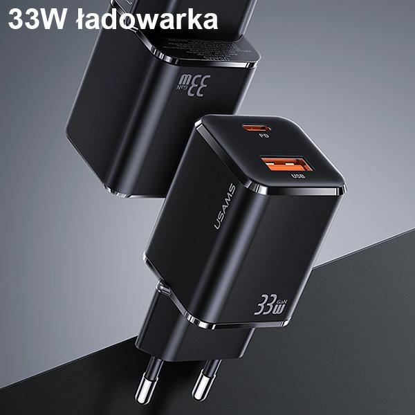 Ładowarka sieciowa 33W USAMS Power Delivery USB-C/USB-A Czarna