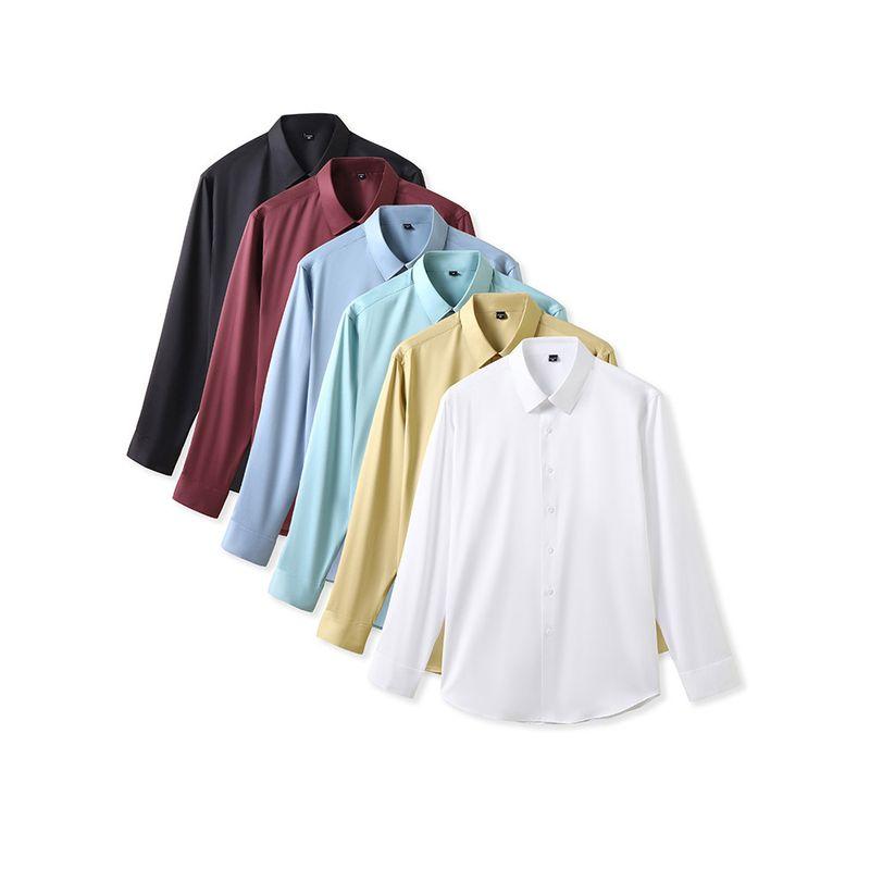 Business Casual Antibacterial Mulberry Silk Shirts Men's Long Sleeve Spring and Autumn Thin 2025 New Slim Fit Foreign Trade Men's Shirt