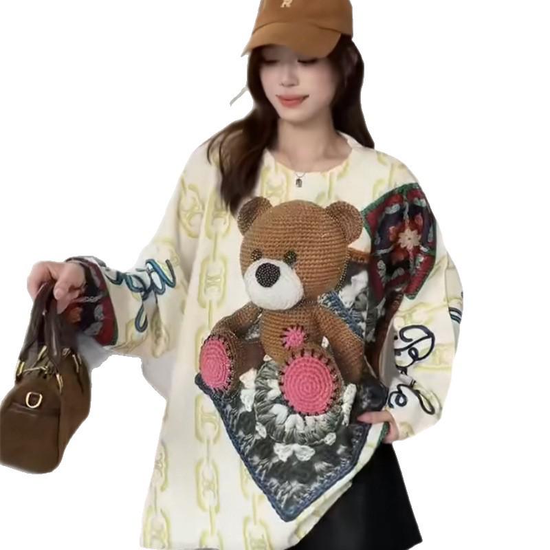 Stylish Plus Size Women's Cartoon Print Slimming Sweater - New 2025 Fashion