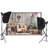 Christmas Photography Backdrop Vinyl Winter Snow Tree Fireplace Photo Background for Holiday Party Studio Kids Portrait Decoration