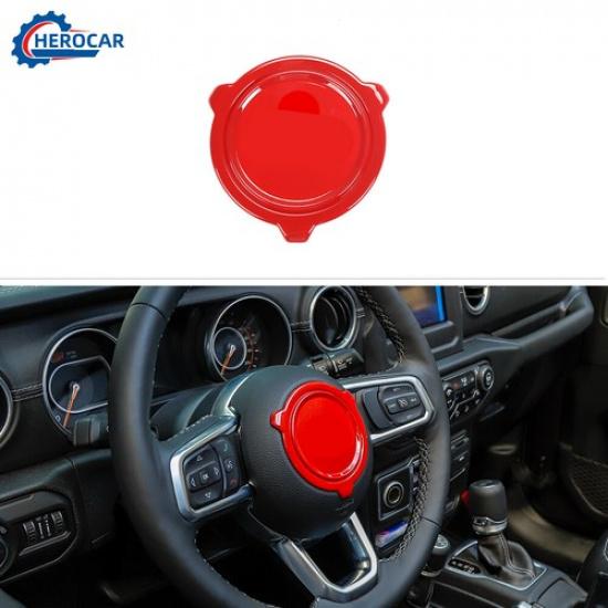 ABS Steering Wheel Center Cover Trim Decoration for Jeep Gladiator JL JT 18+ Red