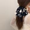 New Vintage Print Bow Ink Skirt Elastic Scrunchie Headband Elegant Fashion Lady Ponytail Streamer Hair Rope Hair Accessories