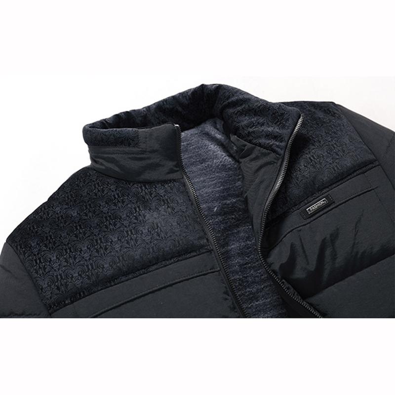 Jacket Men's Thickened Parkas Stand Collar Jacket Men's Coat Winter Warm Thick Zipper Coat Padded Overcoat Men