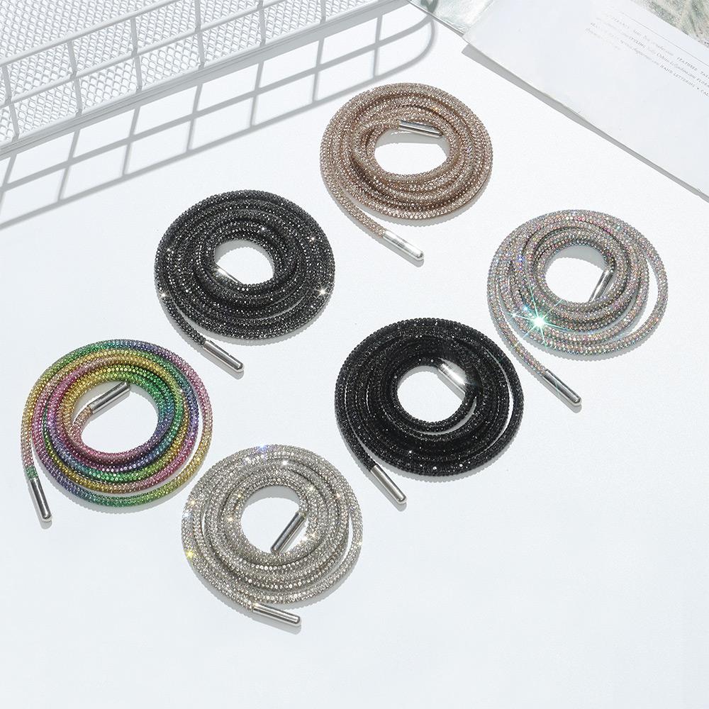 Luxury Rhinestone Shoelaces Rainbow Diamond Shoe Laces Sneakers Laces Shoes Round Shoelace 100/120/140/160CM 1Pc DIY Strings