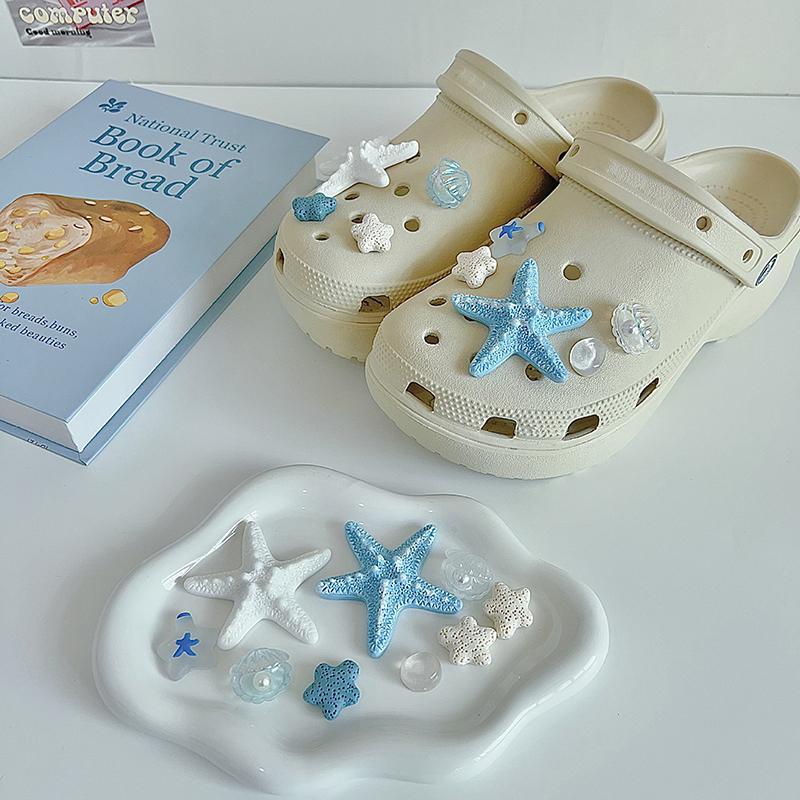 9 stk/sett Hav Vulkansk Stein Sjøstjerne DIY Avtakbart Skotilbehør For Kvinners Strand Sandaler Tøfler Dekorative Spenner