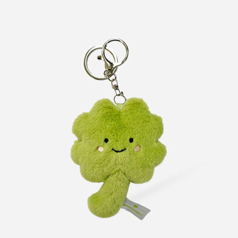

Elegant table lucky green clover keyring doll keychain white charm Lucky Green Clover Keyring