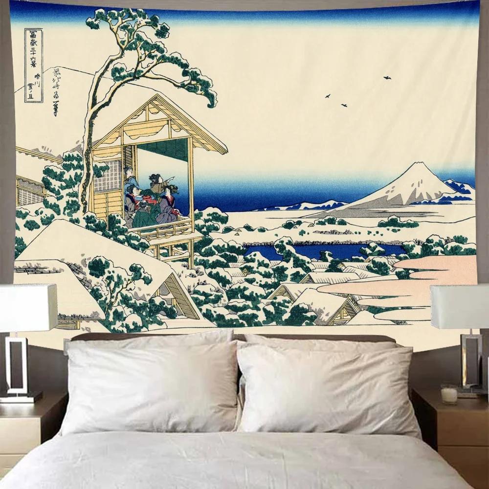 Mount Fuji Japan Tapestry Art Printing Tapestry The Great Wave of Kanagawa Wall Hanging Decoration Household Japanese Tapestry