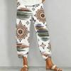Women Plus Size Floral Printed Loose Cross Hem Cropped Pants
