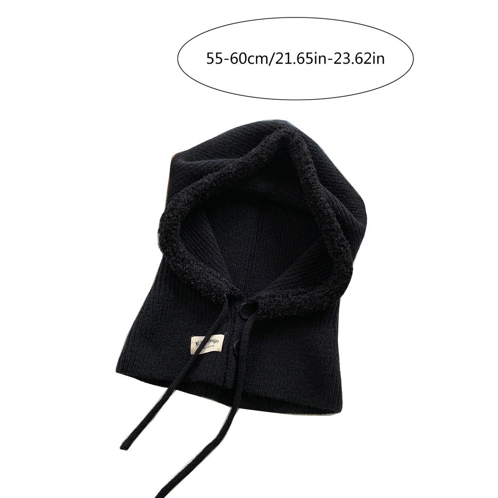 Soft Warm Balaclava Cap Crochet Hooded Scarf Hat for Skiing Hiking Universal Lady Windproof Shawl Hat with Neck Covers