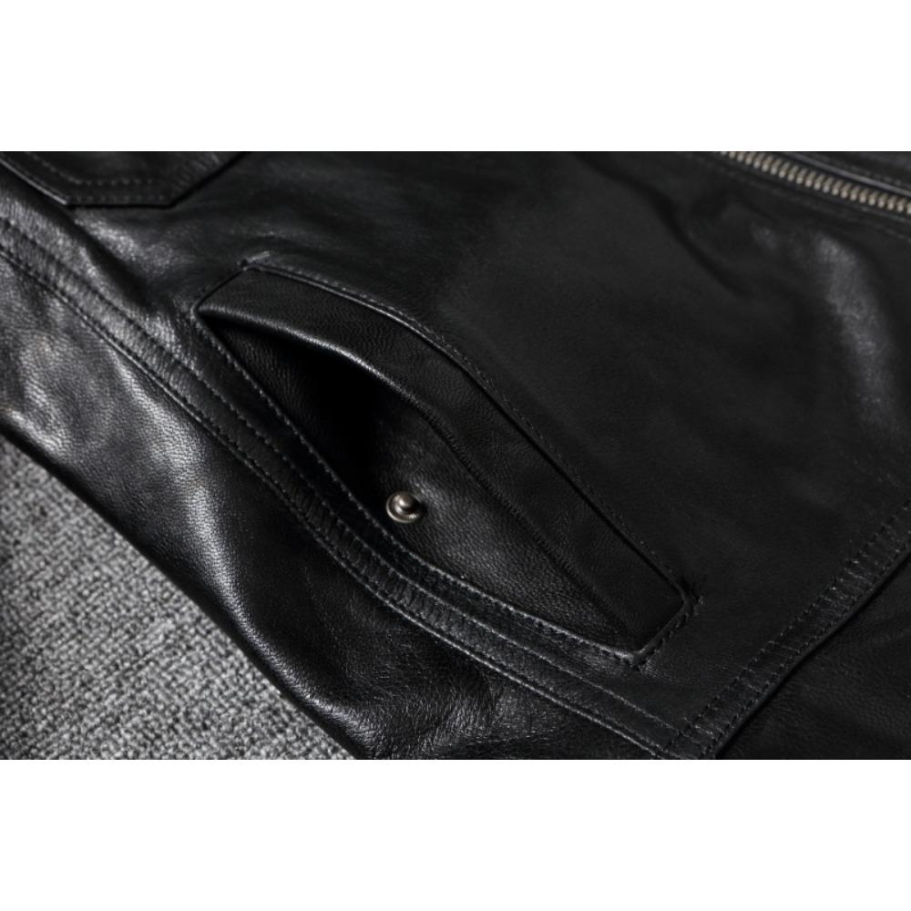 Chinese Size Men Leather Jacket Uncoated Goatskin Leather Soft Slim Spring Autumn