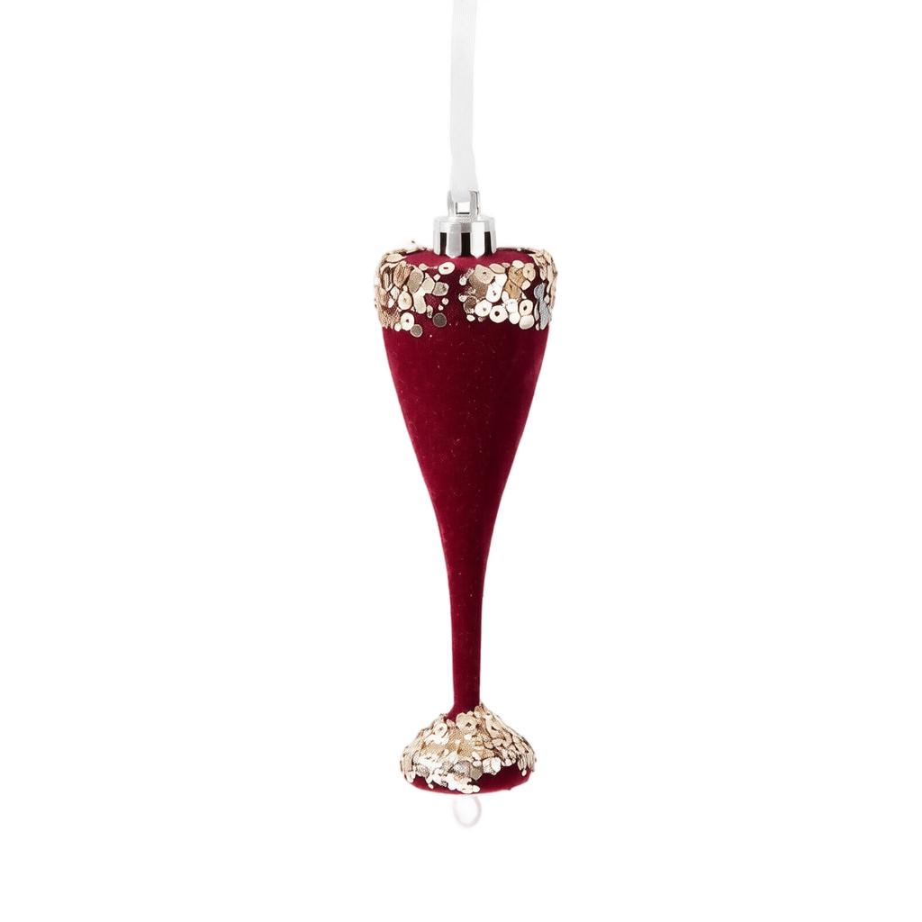Christmas Tree Hanging Ornaments, Flocked Wine Red Plastic Decorations for Holiday Scene Display