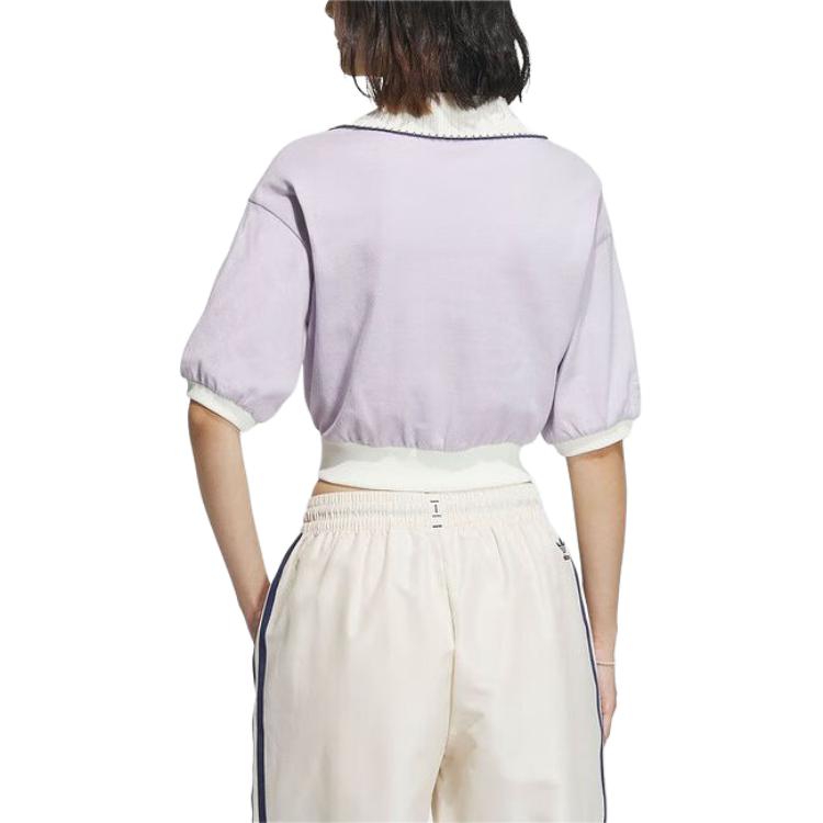 Adidas Originals Color Block Casual Outdoor Sports Polo Shirt Women Tops Purple IW6301