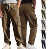 Men's Corduroy Cargo Pants With, Loose Fit Multi-Pocket Casual Color Sweatpants