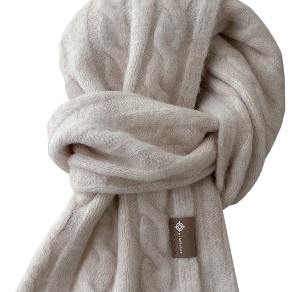 Retro Linen Pattern Korean Versatile Solid Color Wool Blend Scarf for Women Warm Couple Style Versatile Scarf for Winter