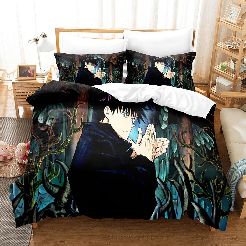 Japanese Famous 3D Anime Jujutsu Kaisen Satoru Gojo Christmas Gift King Twin Double Child Bedding Set Microfiber Duvet Cover Set