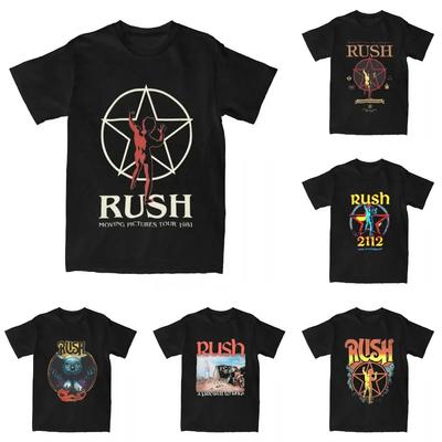 Band Tshirt Rush Rock Moving Pictures 1981 Tour TShirt Adult Y2K Pure Cotton TShirts Summer ONeck Fashion Tee Shirt