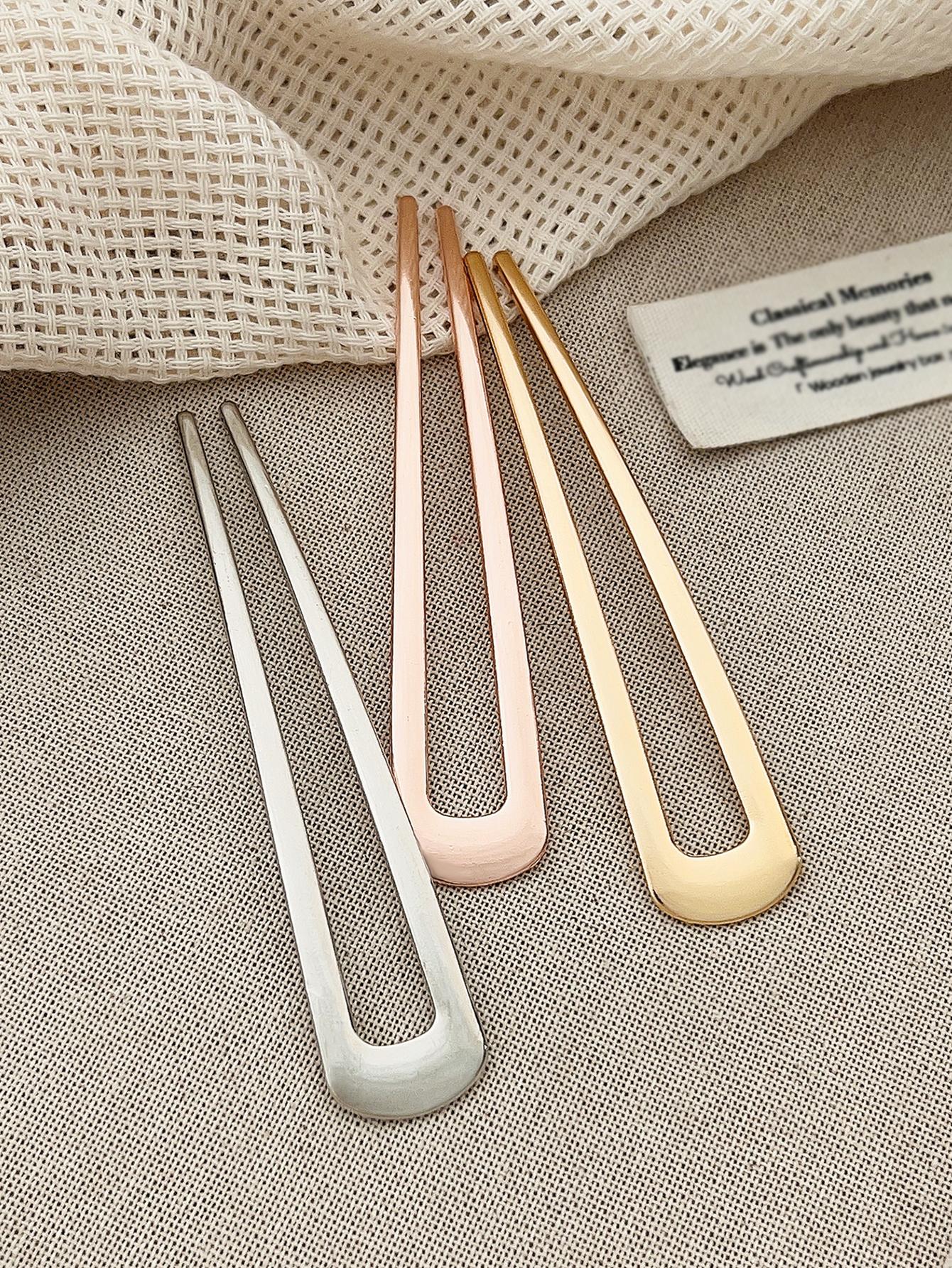 

3 шт. Простые французские U-образные заколки для волос для женщин, палочки для волос, элегантные аксессуары для волос, металлические шпильки, идеально подходят для пучков и французской ракушки