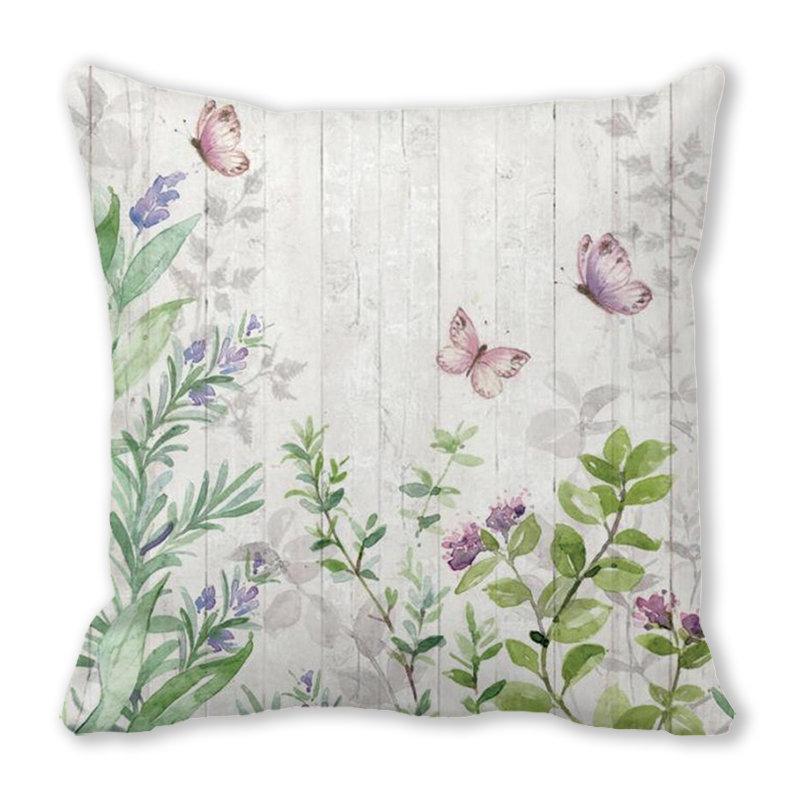 Green plants and flowers pattern series Digital printing short plush pillow covers for car sofa office cushion cover home goods