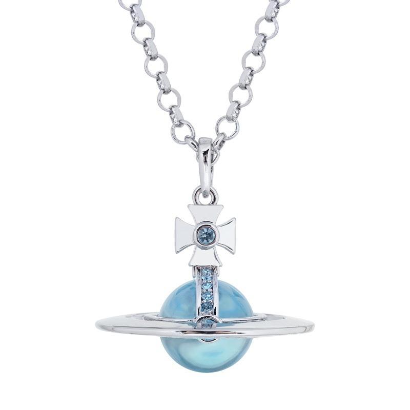 Kaiserinwitwe Weinrebe Vivienne groß m farbige Perlen Diamant dreidimensional Erde Planet Halskette Pulloverkette Damen