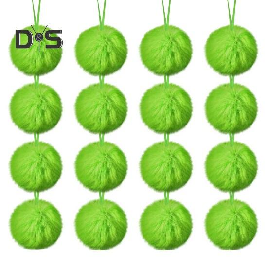 

12/16 шт. Рождественские подвесные украшения 6 см зеленые пушистые шарики бант декор легкий многоразовый елочный кулон праздничный декор подарки 16pcs зелёный