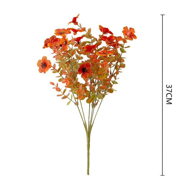 10Pcs Artificial Fall Plants Plastic Fake Eucalyptus Shrubs Outdoor Plant for Garden Home Autumn Decoration Festival Party Decor