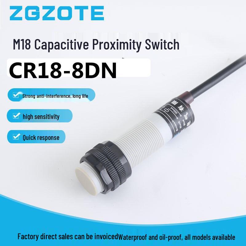 M18 Capacitive Proximity Sensor CR18-8DN/8DP – Stable Liquid Detection