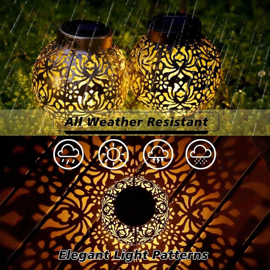 HOMZY Outdoor Garden Solar Light Iron Art Hanging Light Hollow LED Landscape Light Garden Decoration Projection Light Waterproof