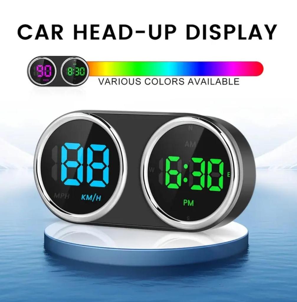 Carro Head-up GPS Velocímetro Digital Relógio de Tempo Alarme de Excesso de Velocidade GPS HUD KMH MPH Medidor de Velocidade 7 Cores Para Todos os Carros Plug and Play Acessórios para carro