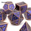 7 Pcs Purple Copper Standard Metal Dice Solid Metal Polyhedral Dice Set Suitable for Role-Playing RPG  Board Game Card Game