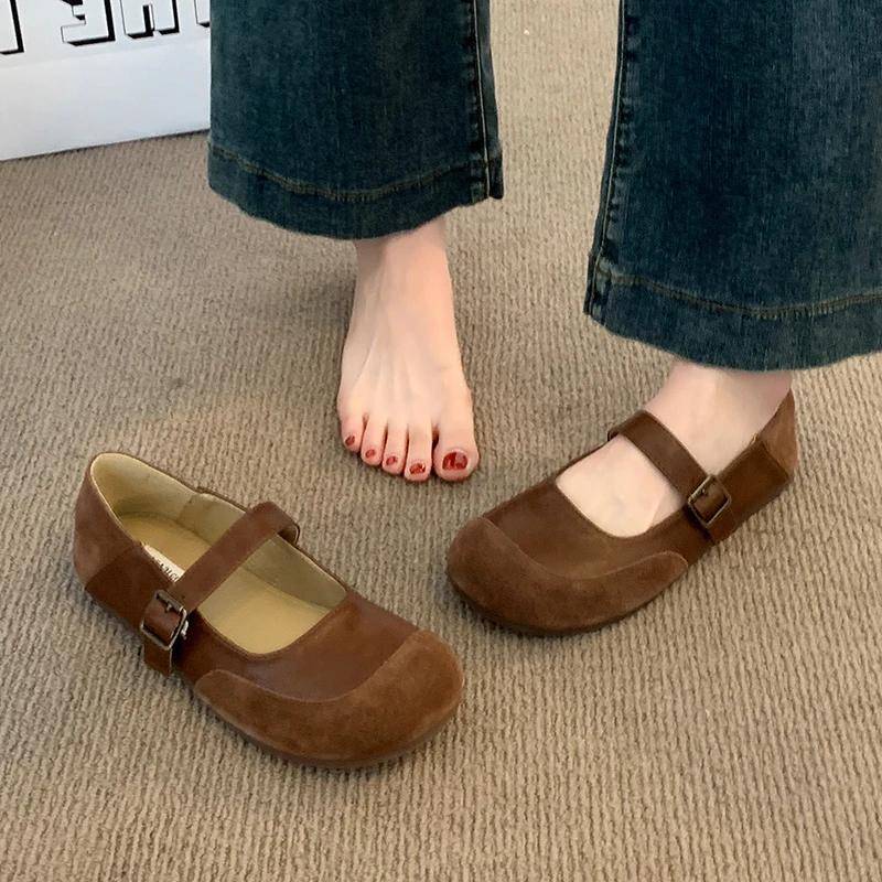 2024 Fashion Shoes for Women Buckle Women Flats Spring Autumn Round Toe Solid Solft Sole Casual Comfortable Flats Shallow Shoes