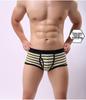 Boxeri bărbați Longjiang din bumbac cu dungi - Boxeri respirabili și sexy cu talie medie și deschidere laterală