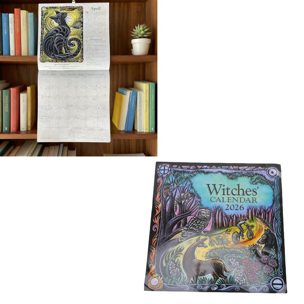 2026 Witches Calendar Coated Paper Astrological Witches Planner Calendar with Spells Rituals Moon Phases