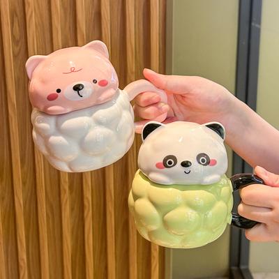 Hoch Aussehende Niedliche Bär Tasse Niedliche Haushalt Keramiktasse mit Deckel Paar Kaffeetasse Geburtstagsgeschenk