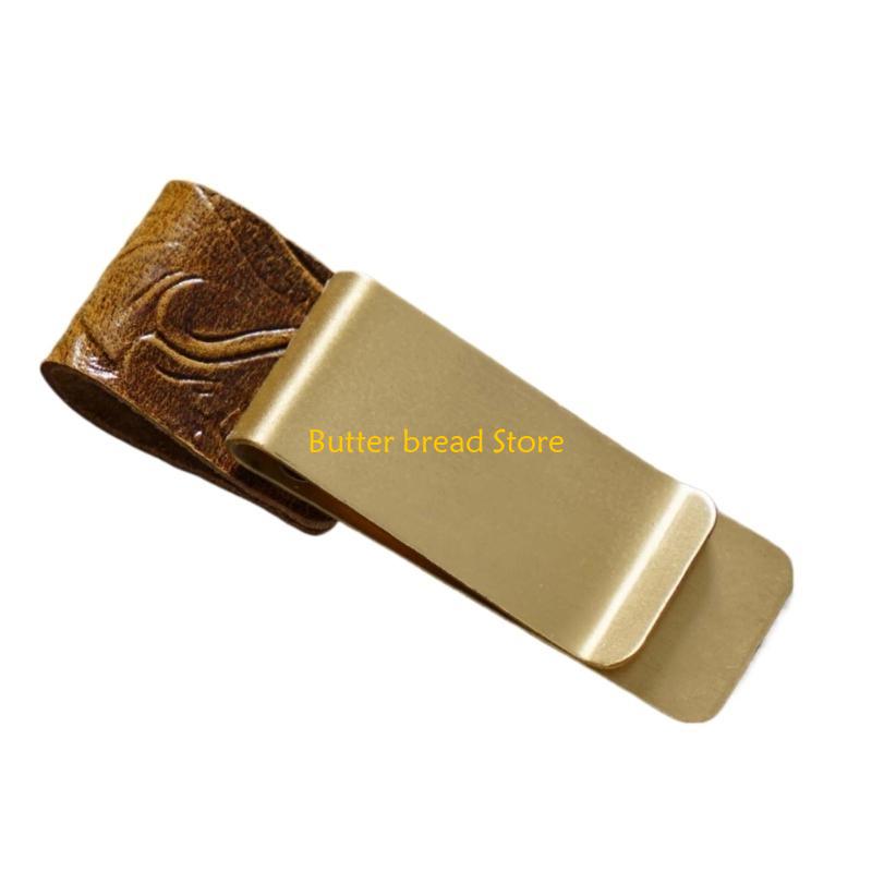 W89C Leather Pen Holder with Clip Notebook Pen Holder Leather Pen Sleeve for Journal
