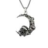 Fashion Creative Moon Necklace Retro Hip Hop Crescent Moon Skull Pendant Men'S Accessories