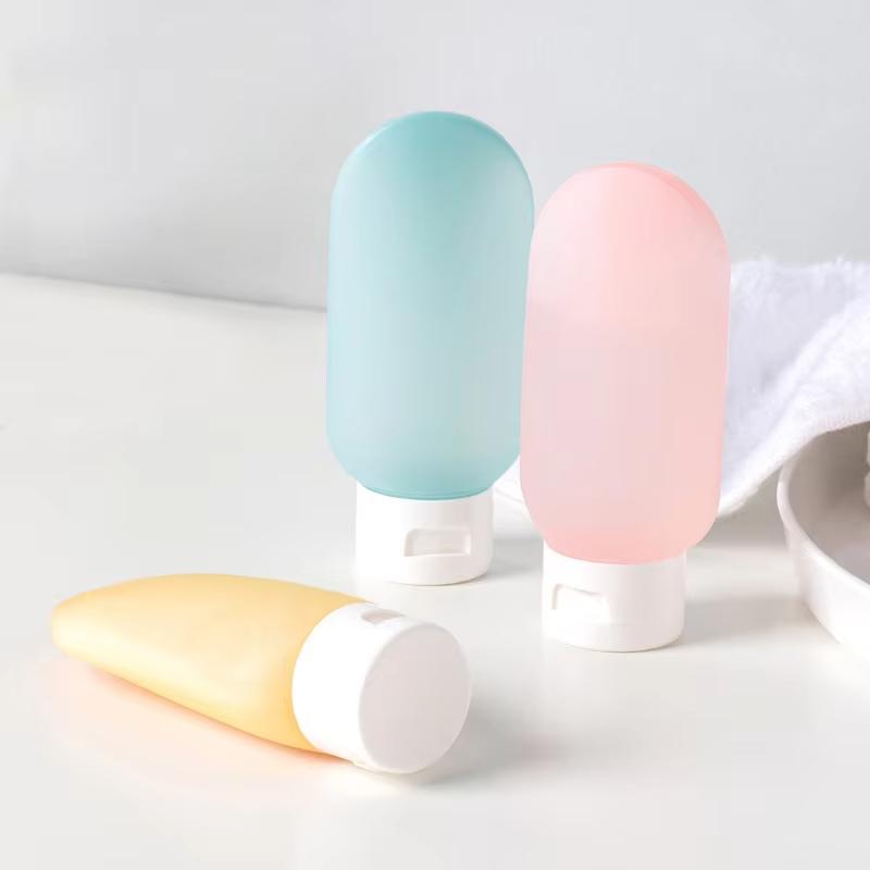 4Pcs/Set Travel Botttle Set 60ml Refillable Bottle Soft Silicone Lotion Shampoo Container Squeeze Tube Empty Bottle Liu