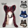 Autumn Fashion Accessory Cute Plush Animal Hat, Furry Cat Ear Headwear, Winter Hat Soft Warm Cap for Halloween Party Costume, Cosplay Accessories