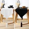 Simple Modern Solid White/black Table Runners Tassel Decorative Cotton Table Runner for Furniture Co