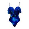 1011 European and American New Fast-selling Smudged Ruffle Leaf Edge One-piece Swimsuit Women's Vacation Suit Beach Skirt