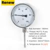 100mm Bimetallic thermometer stainless steel diameter axial pointer boiler pipe roast duck industry thermometer