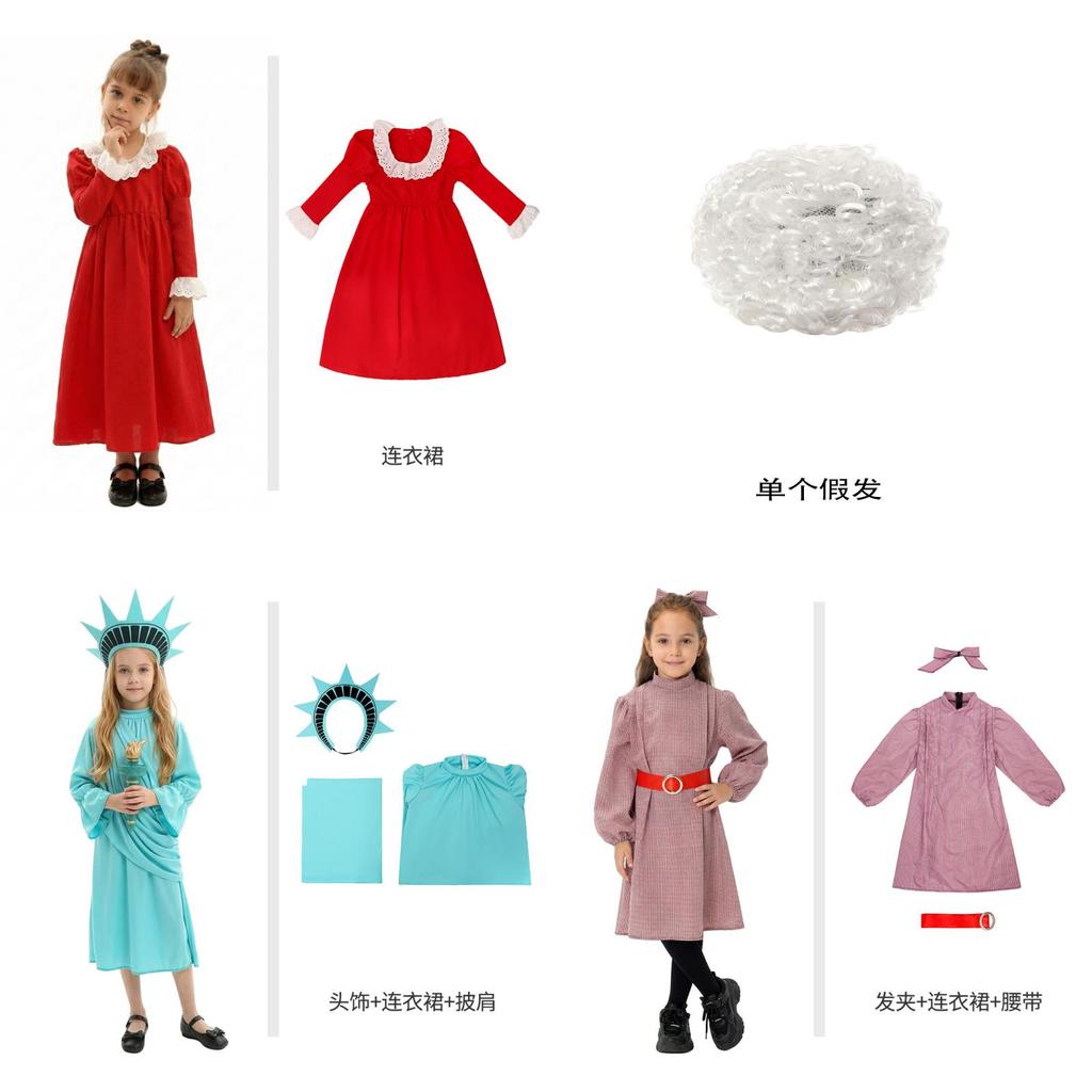 Us Colonial Child Dress With Polyester Fabric For Stage Performance And Costume Events
